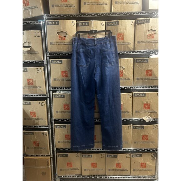 Maeve Anthropologie JeanS Women 32 TALL Colette High Rise Wide Leg Dark Denim - Picture 16 of 16